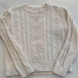 Girls Crewcuts Cozy Cable Knit Sweater - Cream Size 8/9